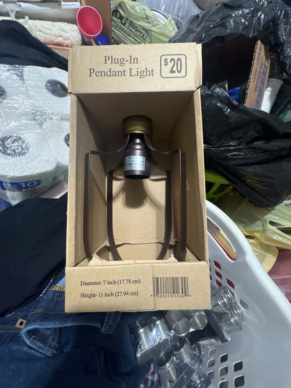 Dollar General Industrial Metal Plug-In Pendant Light